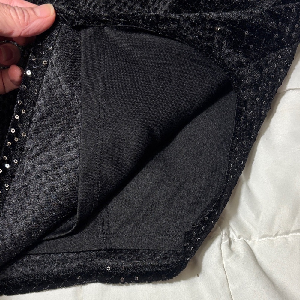 City Triangles Black Sequin Bodycon Mini Dress Thin Straps - Picture 7 of 14